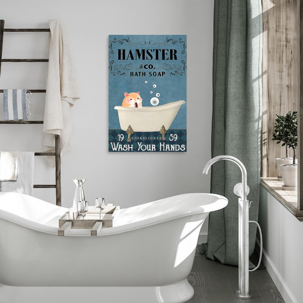 Trinx Hamster Bath Soap Wash Your Hands Wrapped Canvas Graphic Art